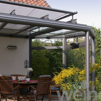 Aufgesetzte Wintergarten-Markise - Zuverlässiger Sonnen- und Blendschutz - mehr als 200 Gestellfarben zur Auswahl