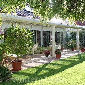 Terrassenverglasung Schiebesystem -  transparente Schiebeverglasung von KWOZALLA Wintergärten