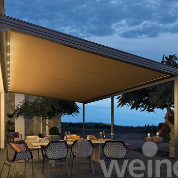 Wintergartenmarkisen - untergesetzte Wintergartenbeschattung von weinor, die Kassette mit integrierter LED Beleuchtung