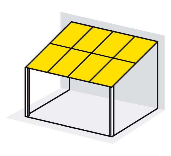 Terrassendach - Dachform Pultdach mit Glastrennleiste